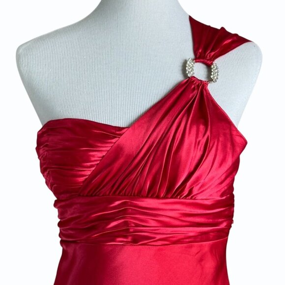 Adrianna Papell Hailey Logan Red Formal Gown Size 11/12 Rhinestone Prom y2k - Picture 3 of 12
